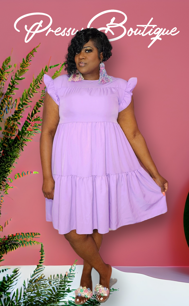 Lavender ruffle dress best sale
